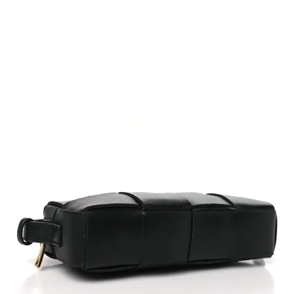 Bottega Veneta Mini Intreccio Cassette Phone Pouch Crossbody Bag Black Lambskin Leather - Image 6