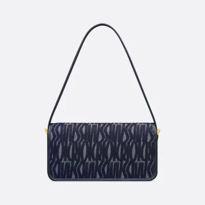 Dior Miss Dior Flap Bag In Blue Miss Dior Allover Denim With Gold Hardware