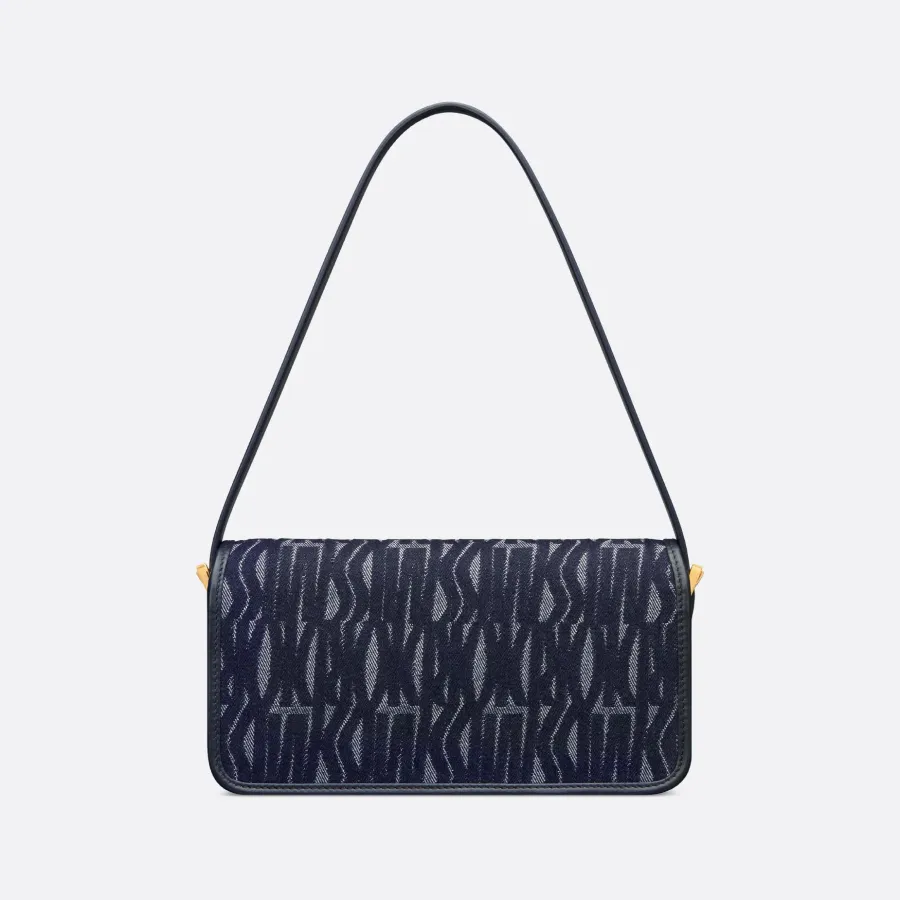Dior Miss Dior Flap Bag In Blue Miss Dior Allover Denim With Gold Hardware