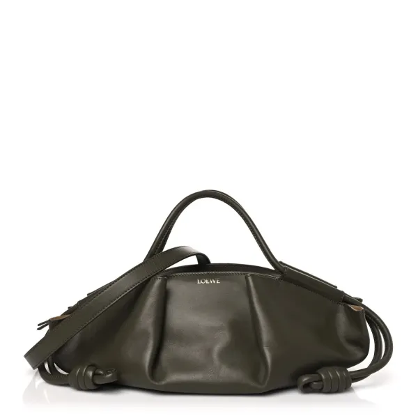 Loewe Paseo Bag Small Dark Khaki Green Shiny Nappa Calfskin Leather