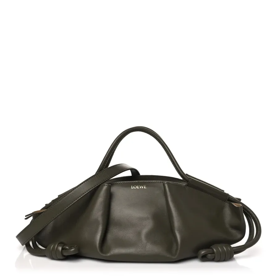 Loewe Paseo Bag Small Dark Khaki Green Shiny Nappa Calfskin Leather