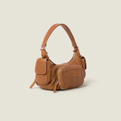 Miu Miu Pocket Nappa Leather Brown Top-Handle Bags