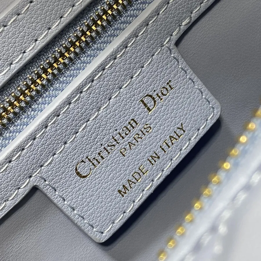 Dior Groove 25 Bag In Ice Blue/White/Pink/Biscuit/Black Macrocannage Calfskin With Gold Hardware