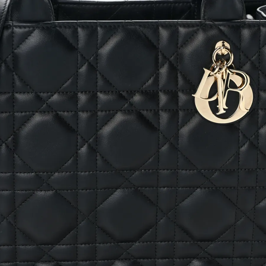 Dior Medium Book Tote Black Macrocannage Calfskin Leather Gold Hardware