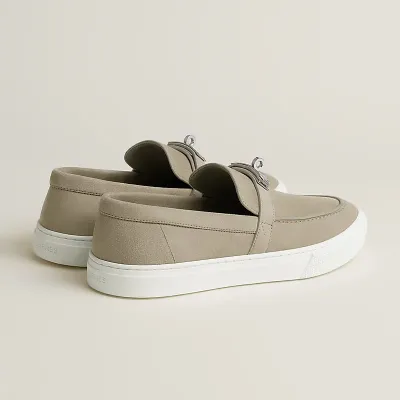 HERMES Game Grey Loafers