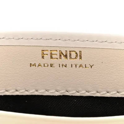 Fendi Metal Fendi Roma Logo Chain Continental Wallet White Kyoto Vitello Leather Gold Hardware