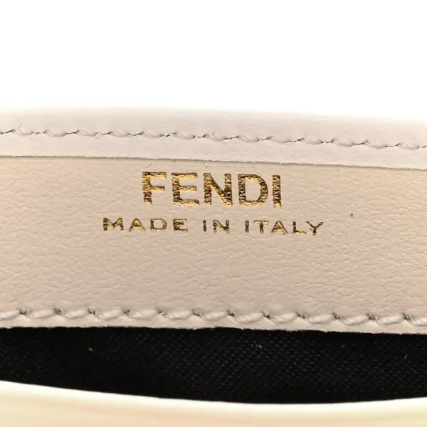 Fendi Metal Fendi Roma Logo Chain Continental Wallet White Kyoto Vitello Leather Gold Hardware - Image 3