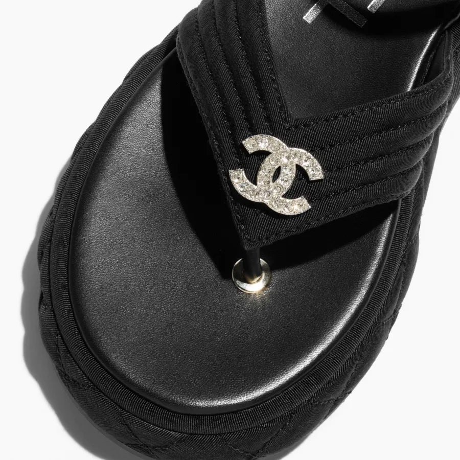 Chanel black grosgrain sandals