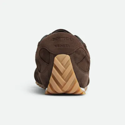 Bottega Veneta Orbit Flash Sneakers In Chocolate Brown Suede Lace-Up Sneaker
