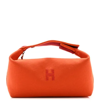 Hermès Bride-à-Brac Pouch Small Orange/Burgundy Canvas