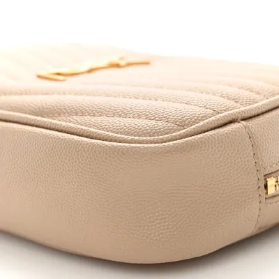 Saint Laurent Mini Lou Camera Bag Dark Beige Monogram Grain De Poudre Matelasse Leather Gold Hardware