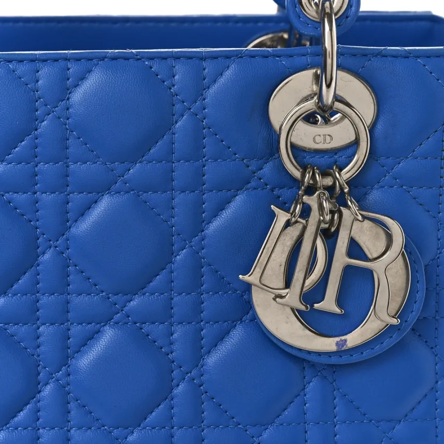 Dior Medium Lady Dior Bag Horizon Blue Cannage Lambskin Leather Silver Hardware
