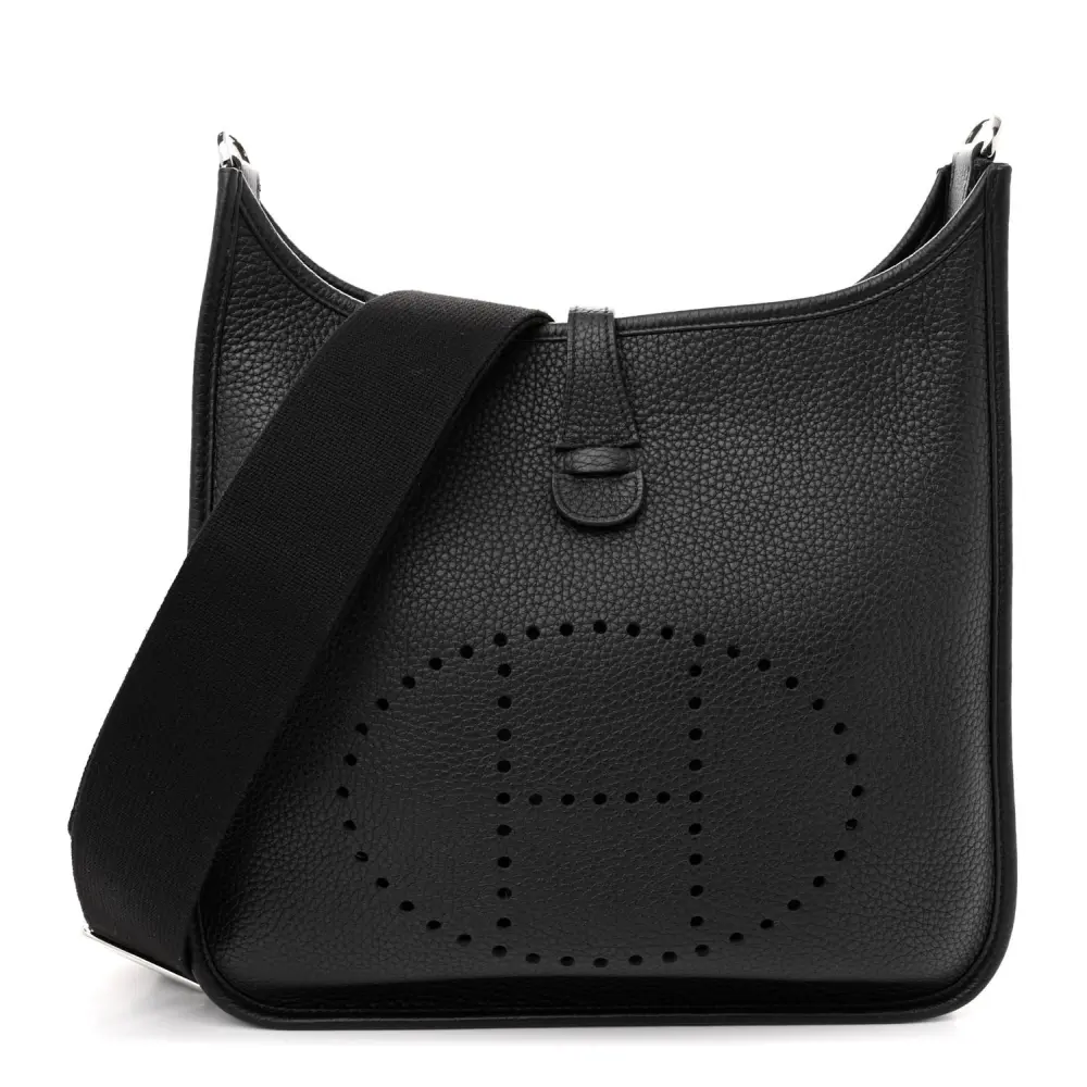 Hermès Evelyne III PM Preto em Couro Taurillon Clemence com Hardware Paládio Prateado