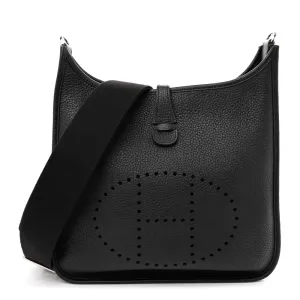 Hermès Evelyne III PM Black Taurillon Clemence Leather Palladium Silver Hardware
