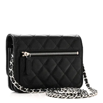 Chanel WOC Mini Black Quilted Caviar Leather