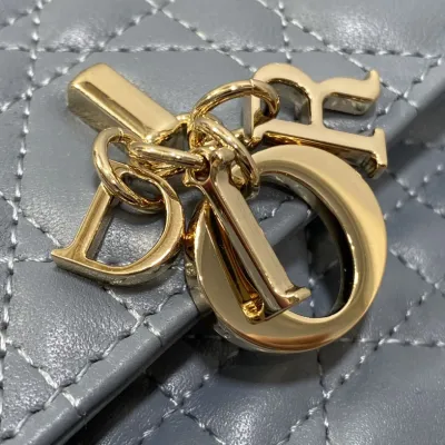 Dior My Dior Mini Top Handle Bag With Chain And Pearl In Blue Haze/Ice Blue/Beige/White/Chocolate/Black/Red/Rose des Vents/Pink/Stone Grey/Light Grey Cannage Lambskin With Gold Hardware