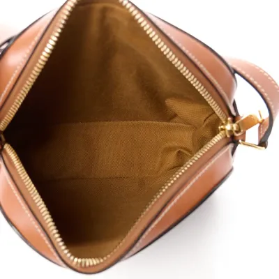Celine Small Camera Bag Tan Triomphe Canvas Gold Hardware