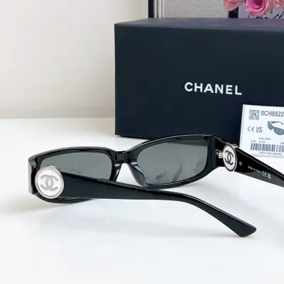 CHANEL square frame glasses black silver color size 56-18-137