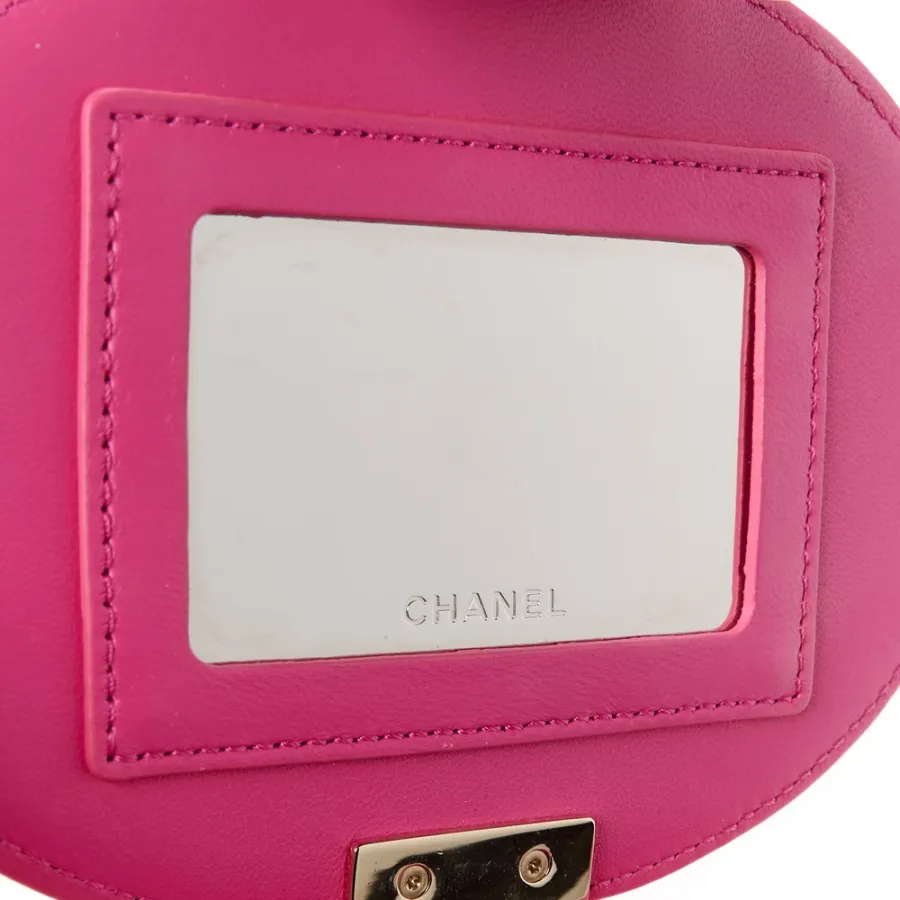 Chanel Elegant Chain Vanity Case Small Dark Pink Quilted Lambskin Leather & Resin Aged Gold Hardware