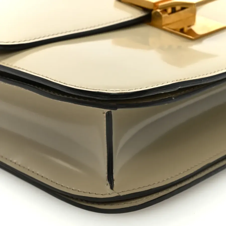 Celine Medium Classic Box Flap Bag Quartz Spazzolato Calfskin Leather Gold Hardware