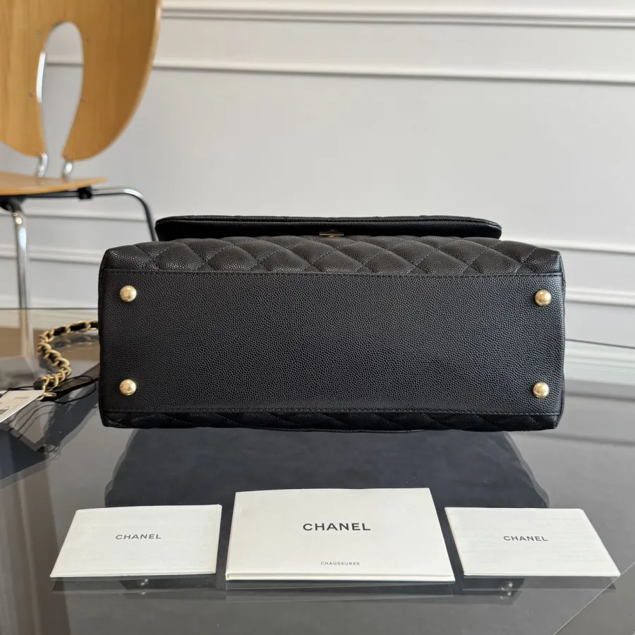 Chanel Coco Handle Black 29cm Quilted Caviar Leather Crossbody Bags Top-Handle Bags