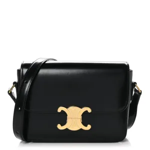 Celine Small Triomphe Bag Black Shiny Calfskin Leather Gold Hardware