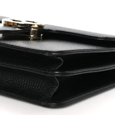 Gucci Small Interlocking G Shoulder Bag Black Dollar Calfskin Leather Gold Hardware