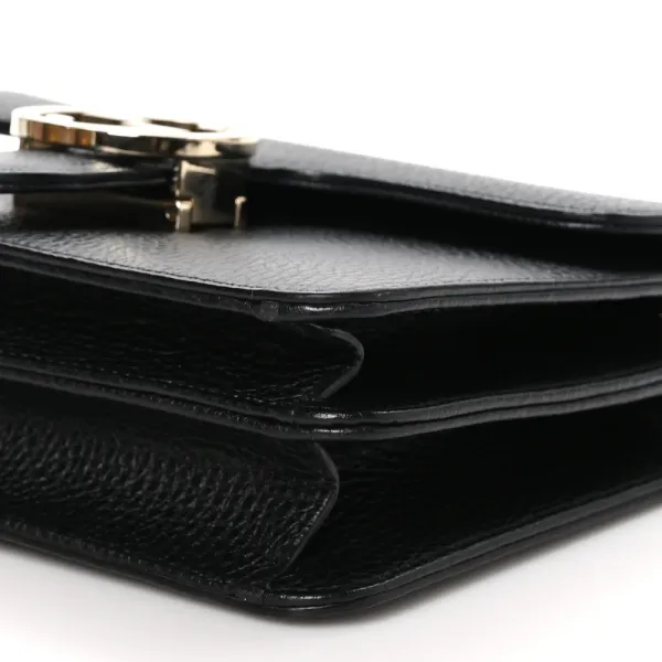 Gucci Small Interlocking G Shoulder Bag Black Dollar Calfskin Leather Gold Hardware - Image 5