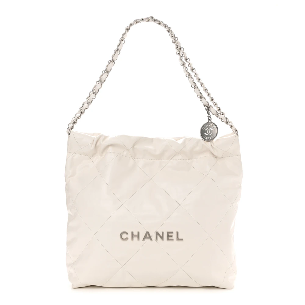 Bolsa Chanel 22 Pequena Branca Acolchoada