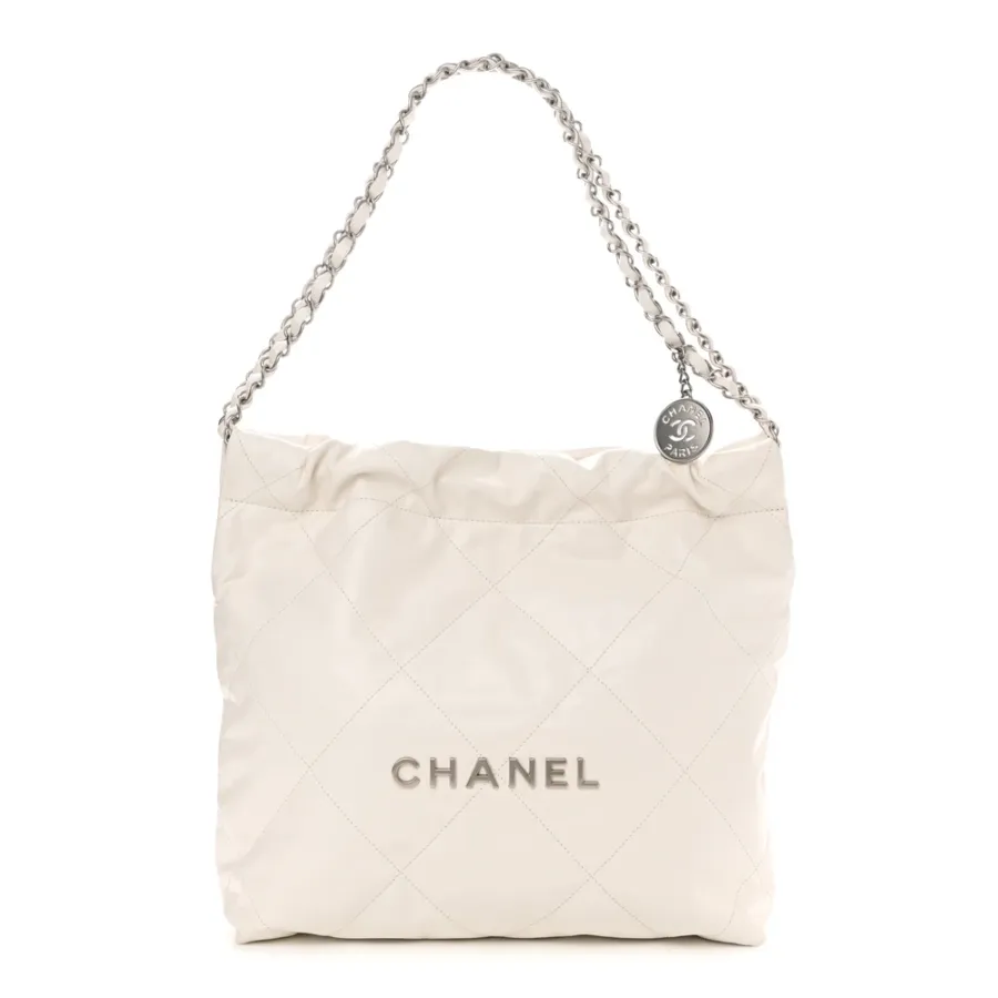 Grade Chanel 22 Small White Quilted Handbag