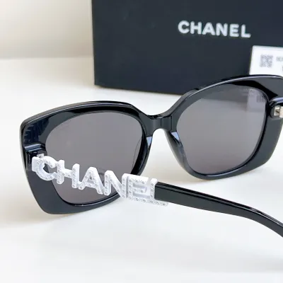 CHANEL glasses black white color size 53口17-145
