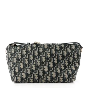 Dior Medium DiorTravel Nomad Pouch Blue Oblique Canvas Gold Hardware