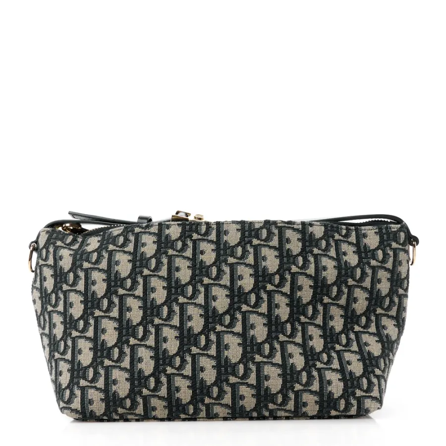 Dior Medium DiorTravel Nomad Pouch Blue Oblique Canvas Gold Hardware