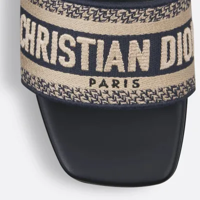 Dior black square head slippers High-heeled slippers