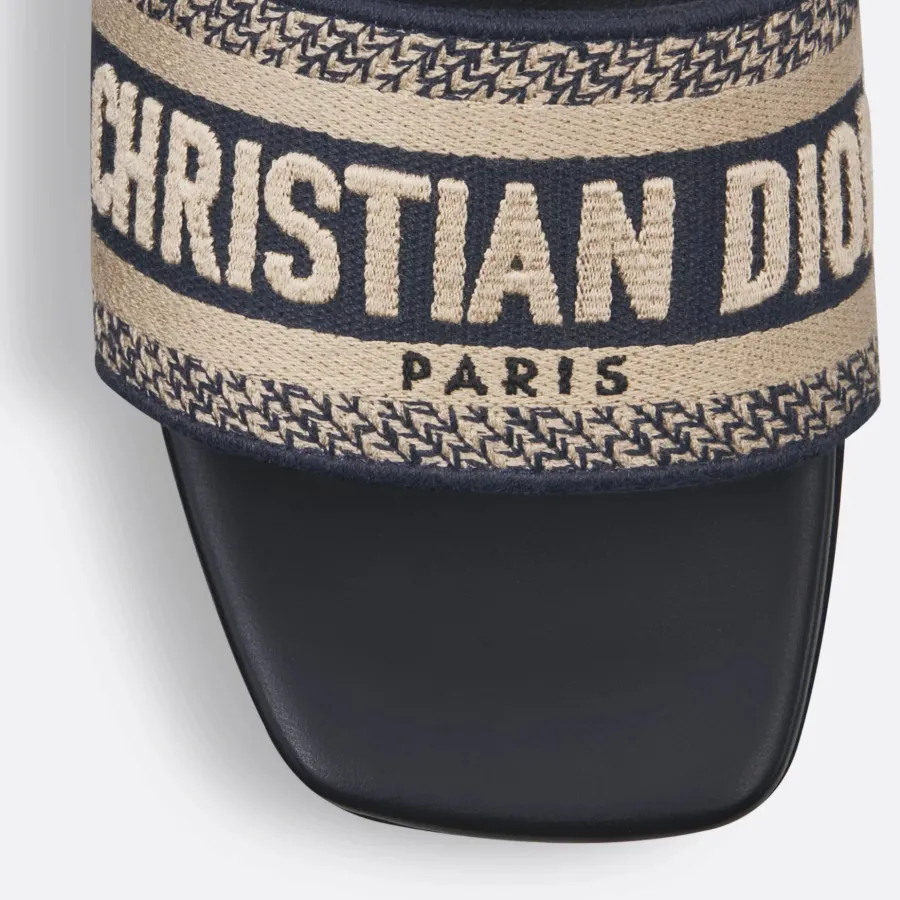 Dior black square head slippers High-heeled slippers