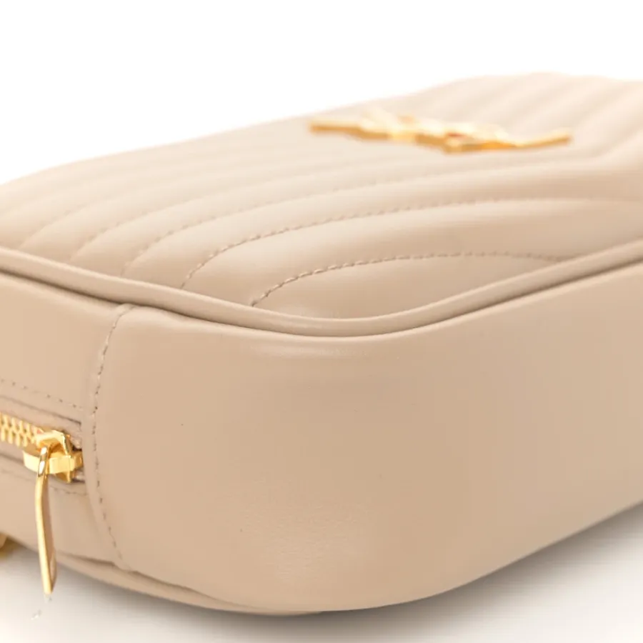 Saint Laurent Mini Lou Camera Bag Dark Beige Monogram Grain De Poudre Matelasse Leather Gold Hardware
