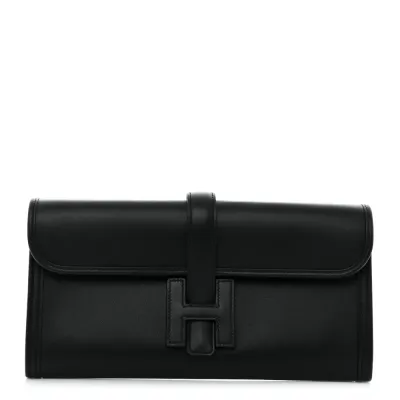 Hermès Jige Elan 29 Clutch Black Swift Leather