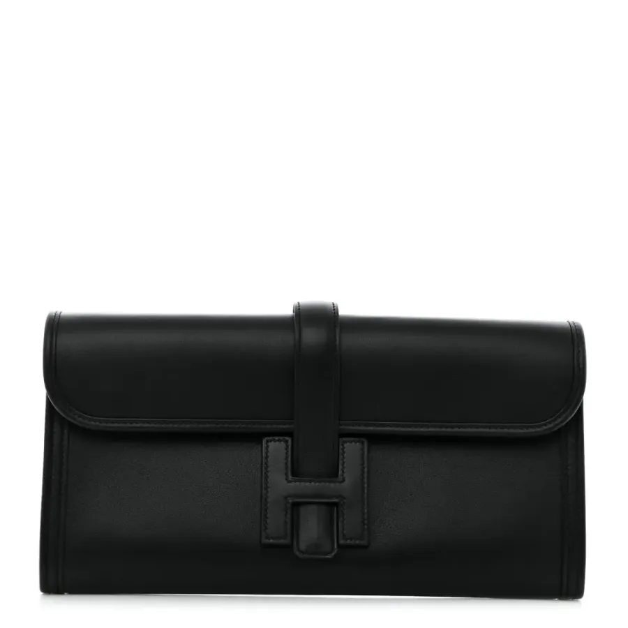 Hermès Jige Elan 29 Clutch Black Swift Leather