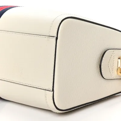 Gucci Medium Ophidia Boston Bag Mystic White Suede & Patent Leather GG Web Gold Hardware