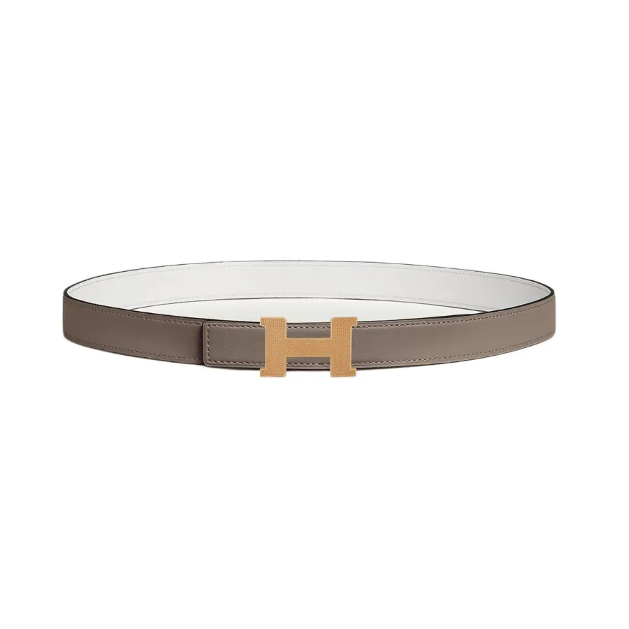 Hermès Women' s Mini Constance Guillochee Buckle Belt In Brown/Black/Etoupe/White/Orange Calfskin With Gold/Silver Hardware 24mm