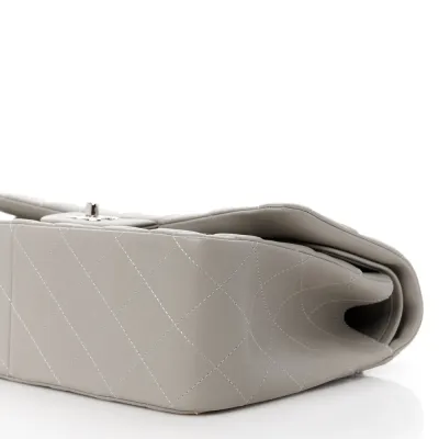 Chanel Double Flap Jumbo Grey Lambskin Bag