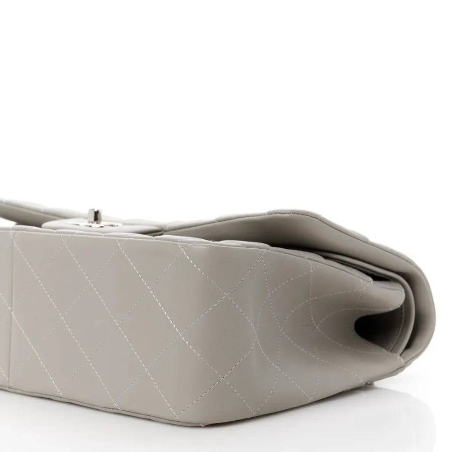 Chanel Double Flap Jumbo Grey Lambskin Bag