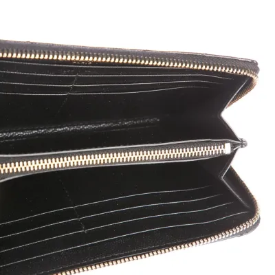 Saint Laurent Large Continental Wallet Black Saffiano Printed Leather Gold Hardware