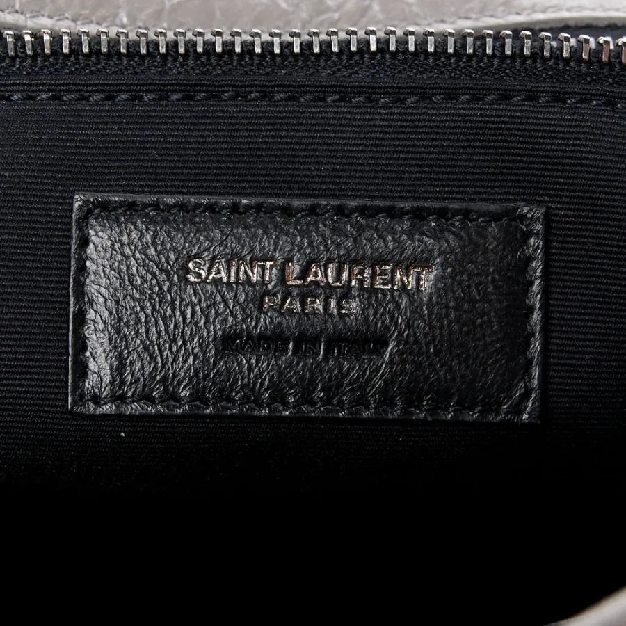 Saint Laurent Medium Niki Chain Satchel Fog Crinkled Monogram Calfskin Matelasse Leather Ruthenium Hardware