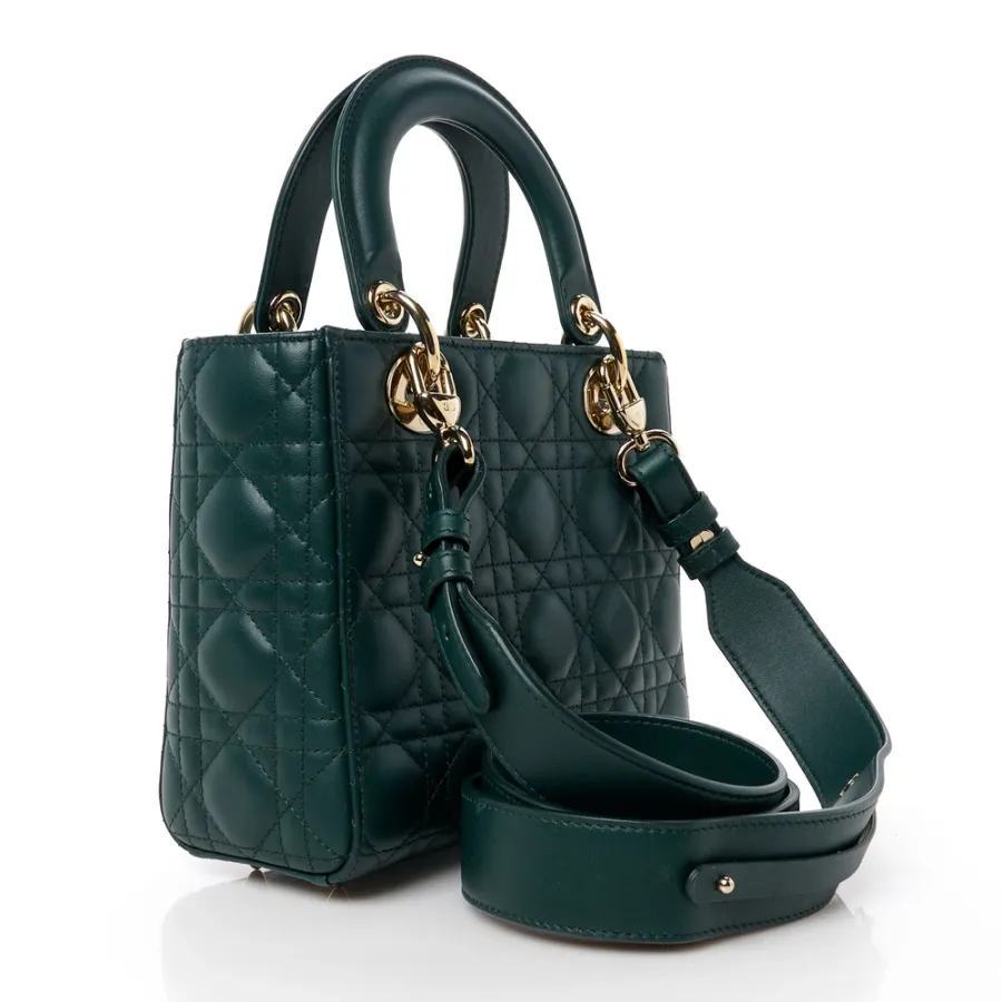 Dior Small My ABCDior Lady Dior Dark Green Lambskin Leather Gold Hardware