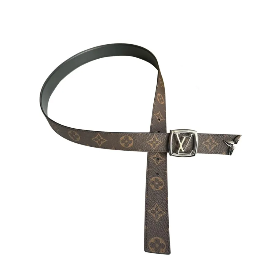 Louis Vuitton Women's Line Ellipse Reversible Belt In Black/Pink/White Calfskin And Monogram Canvas With Gold/Silver/Gun Black Hardware 30mm