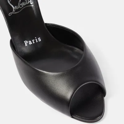 Christian Louboutin Black leather high-heeled slippers