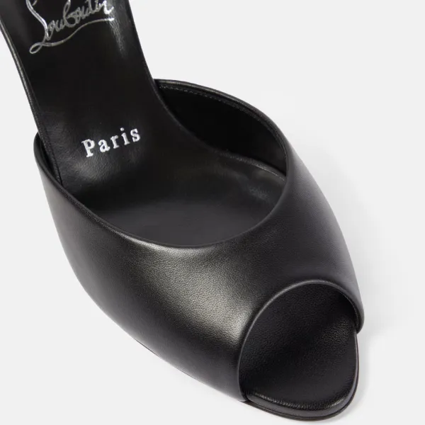 Christian Louboutin Black leather high-heeled slippers - Image 4