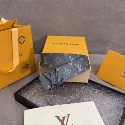 Louis Vuitton Men's LV Buckle Belt In Grey Monogram Canvas With Black/Silver Hardware 40mm