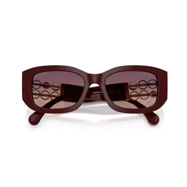 CHANEL square frame glasses red gold color size 55-19-130 - Image 2